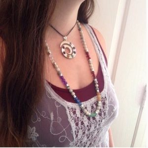 Rainbow beaded necklace with semiprecious stones